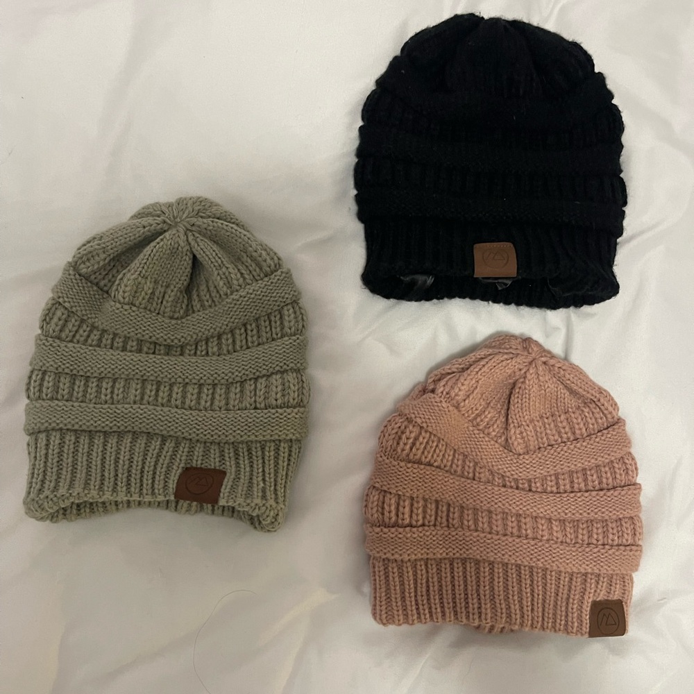 Silk Lined Winter Cable Knit Hats